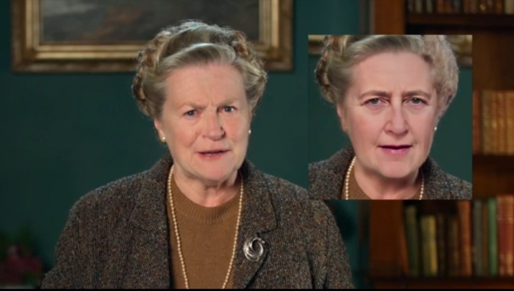 The Actress Vivien Keene and subsequent AI generated likeness of Agatha Christie from the BBC Maestro course.